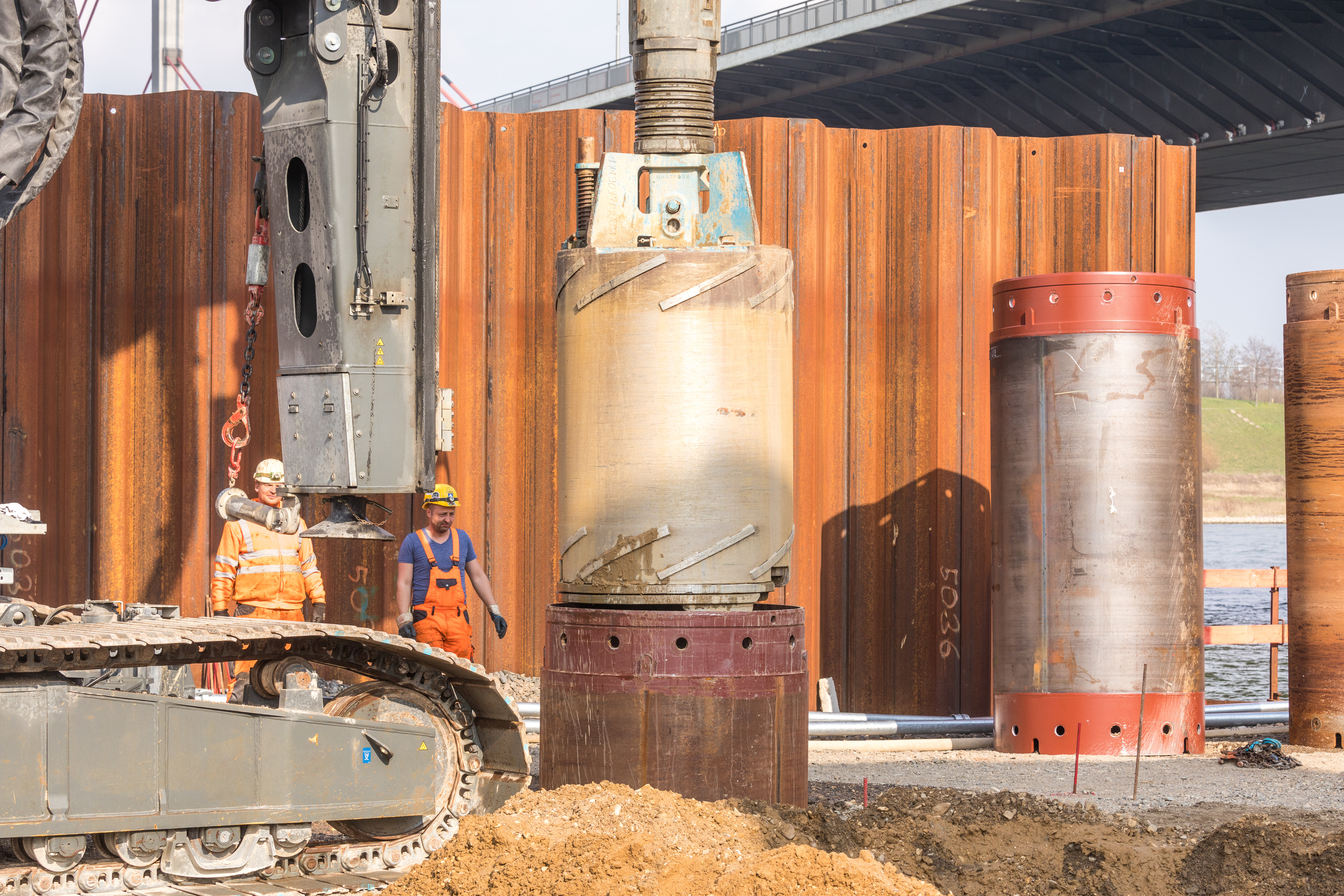 Rotary drilling rig at construction site